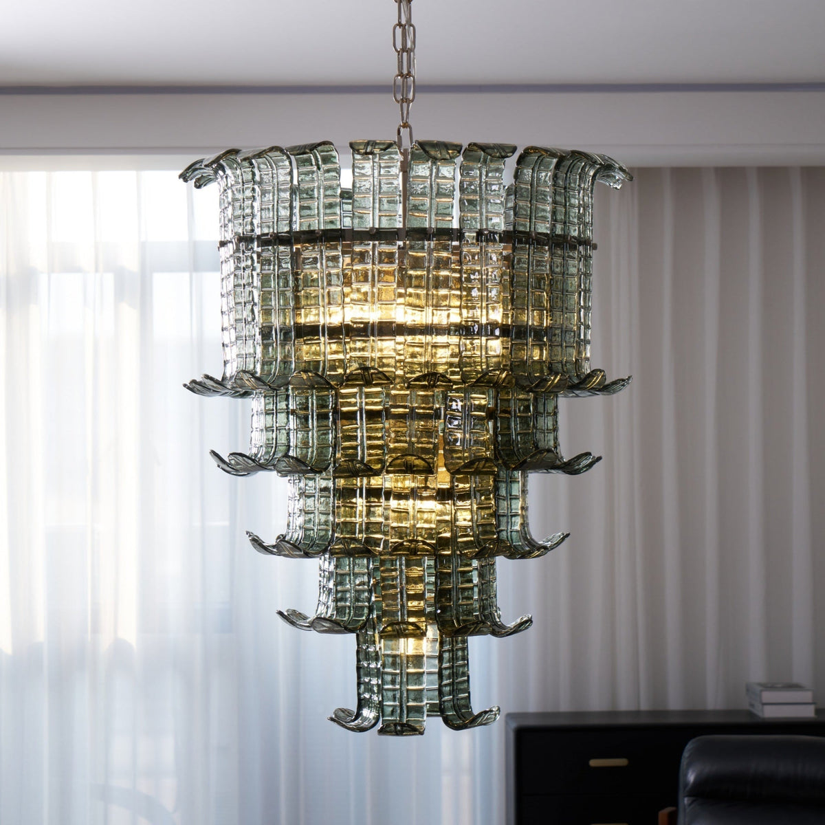 Yisk Chandelier Cascade Murano Glass Tiered Vintage