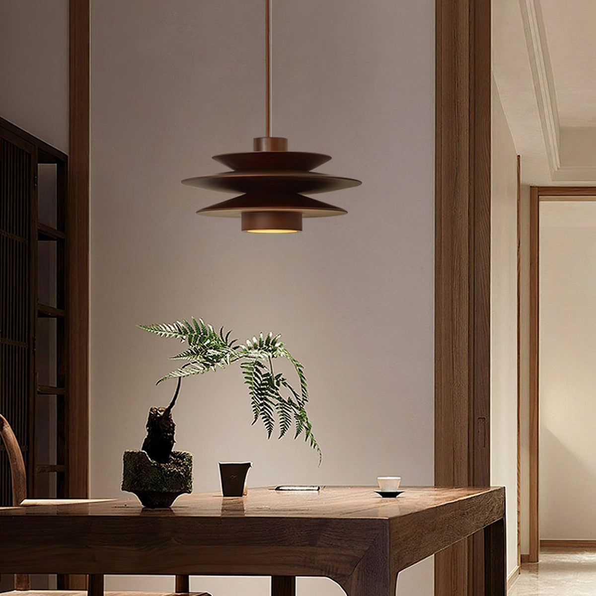 Hoko Wooden Disc Pendant Light