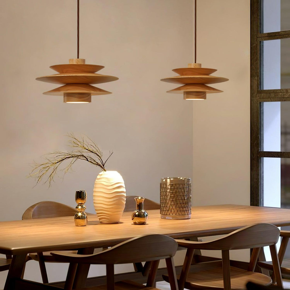 Hoko Wooden Disc Pendant Light