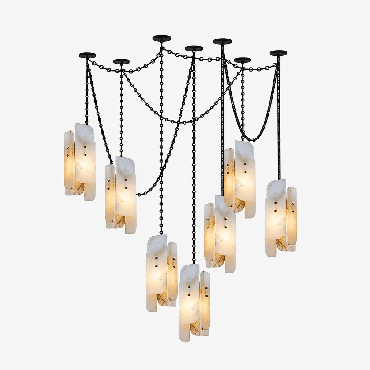 Aurevian Cascading Chain Cluster Chandelier