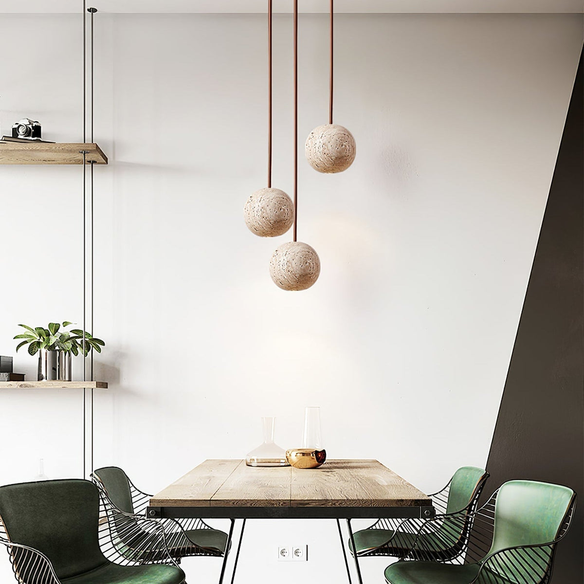 Trio Travertine Pendant Light
