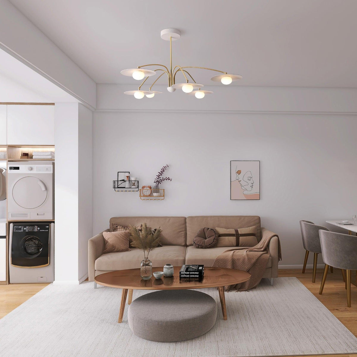 Lark Chandelier with Art Deco-Inspired Mushroom