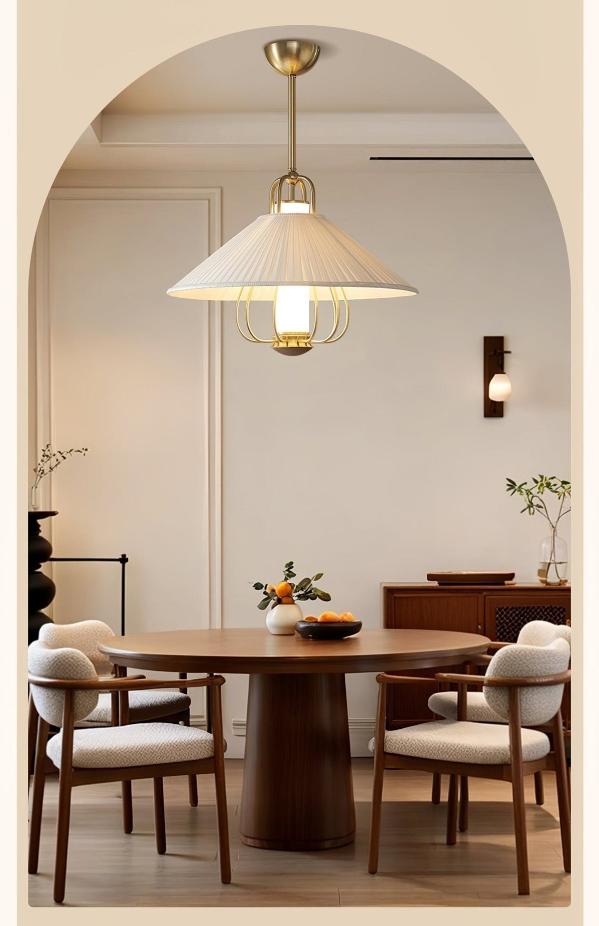 Solisiella Pendant Light Fabric Gold LED Dining