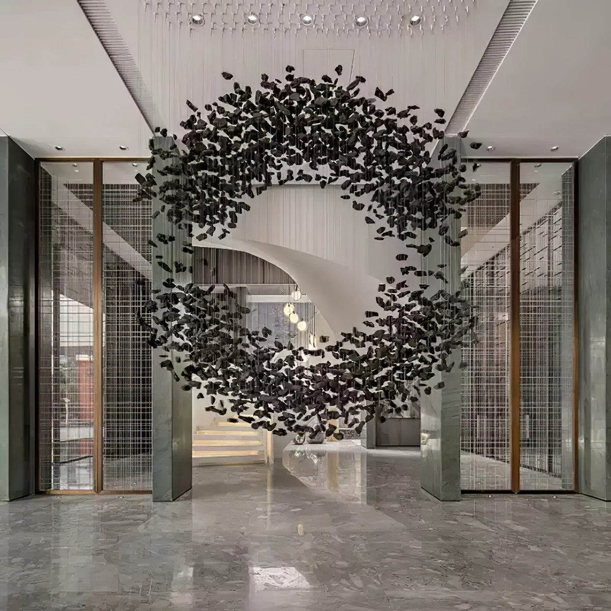 Arsilus Charcoal Stone Sculptural Chandelier Orbicular