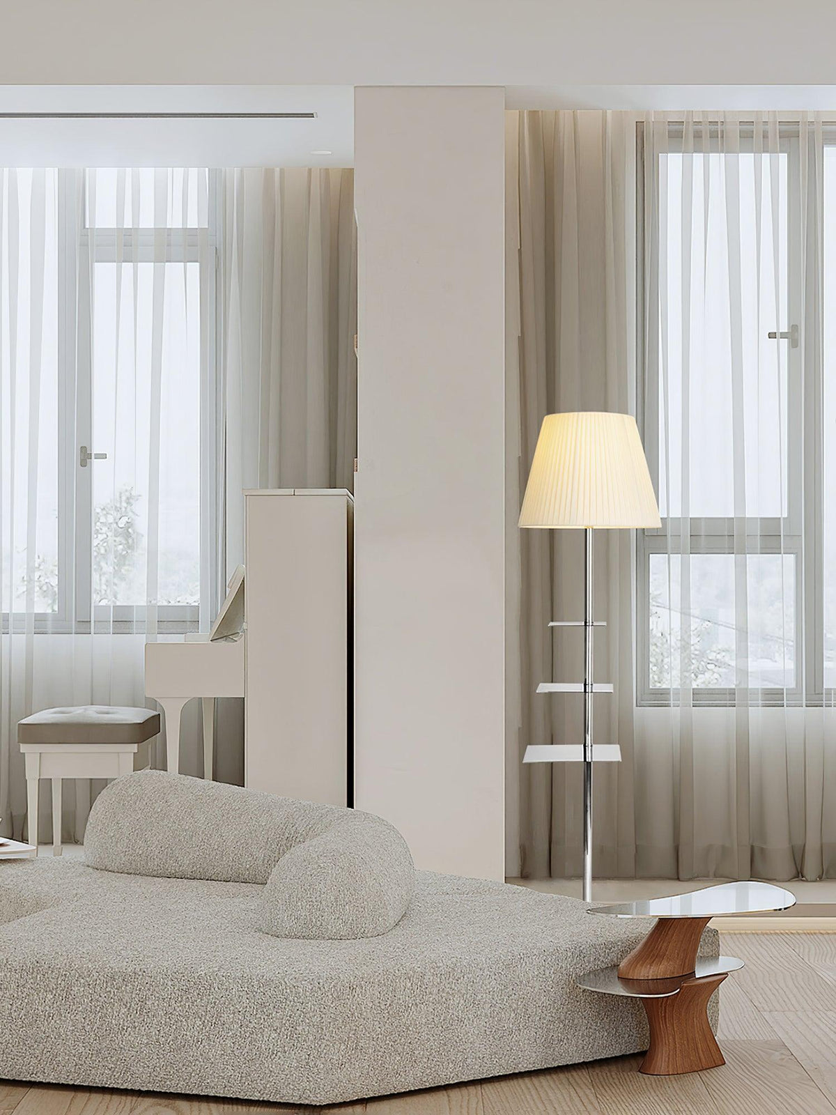Wavlen Fabric Contemporary Table Floor Lamp