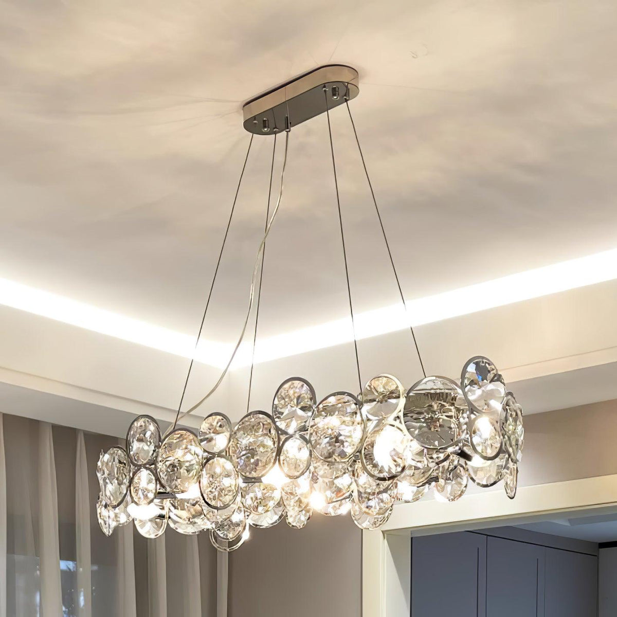 Cuthaiel Postmodern Luxury Round Chrome Crystal Chandelier