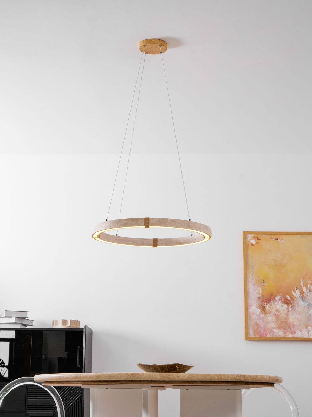 Evijo Circle Travertine Pendant Light