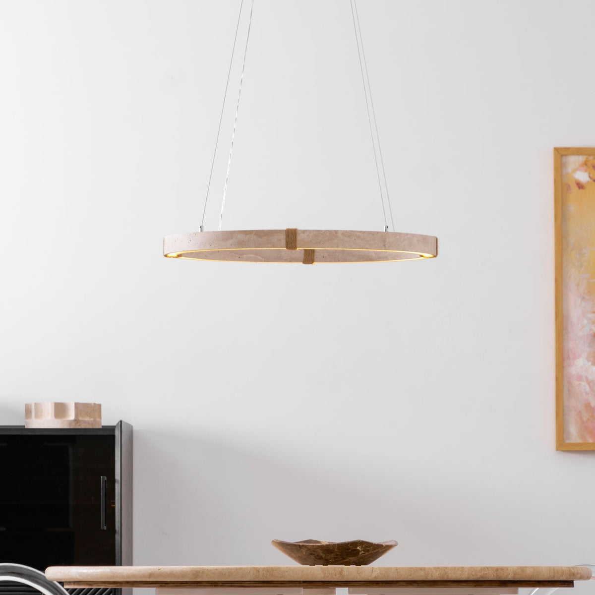 Evijo Circle Travertine Pendant Light