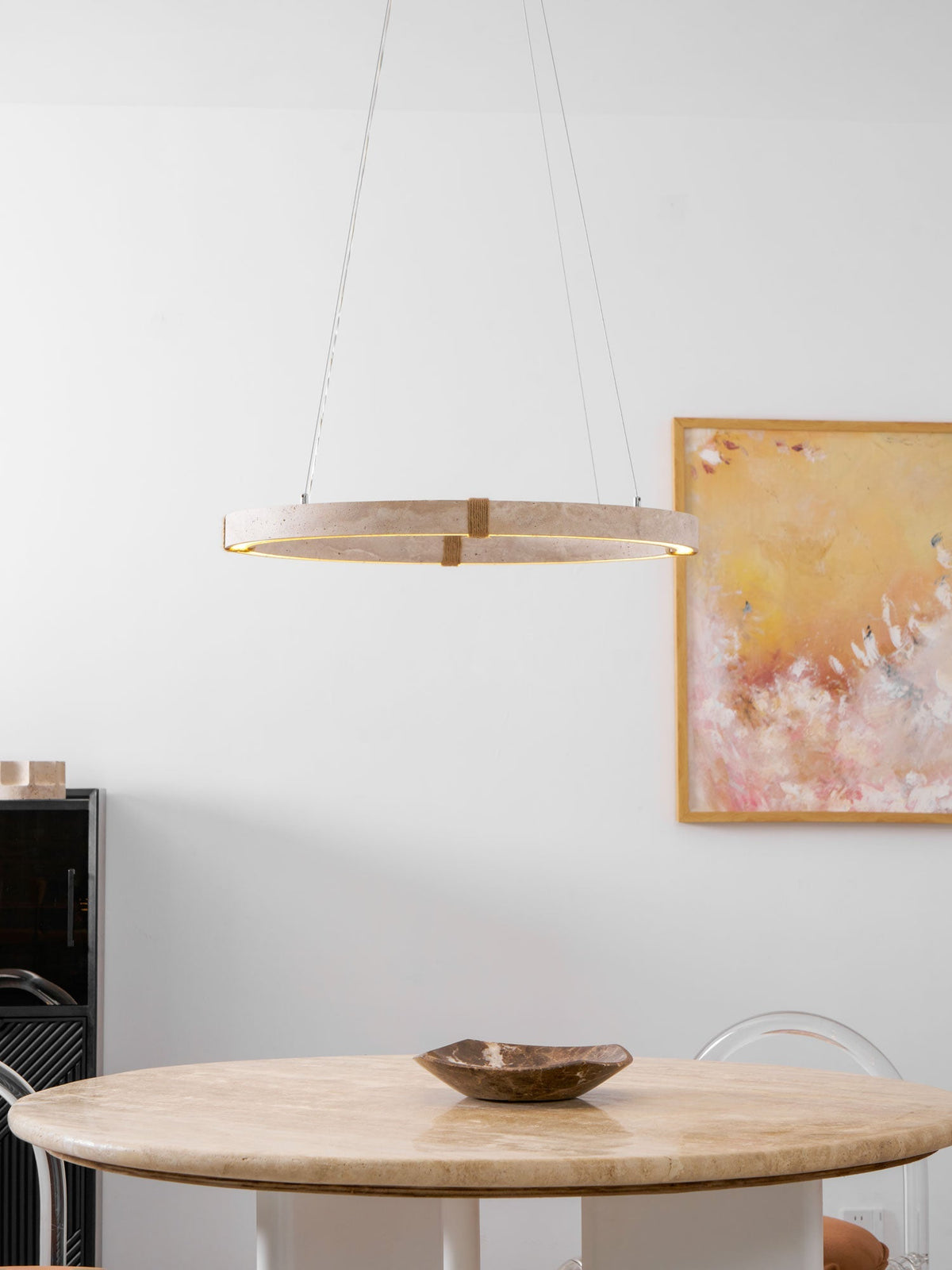 Evijo Circle Travertine Pendant Light