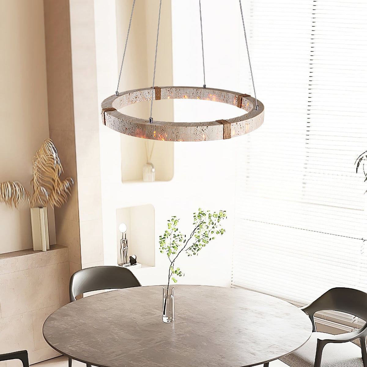Evijo Circle Travertine Pendant Light