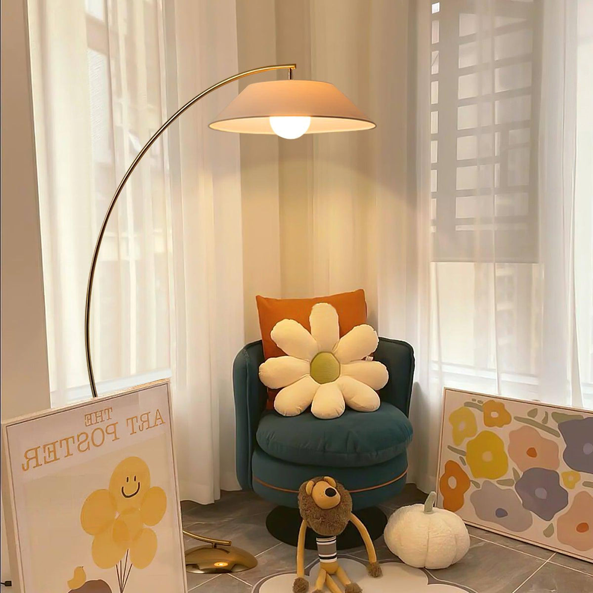Veradin Steel Fabric Floor Lamp