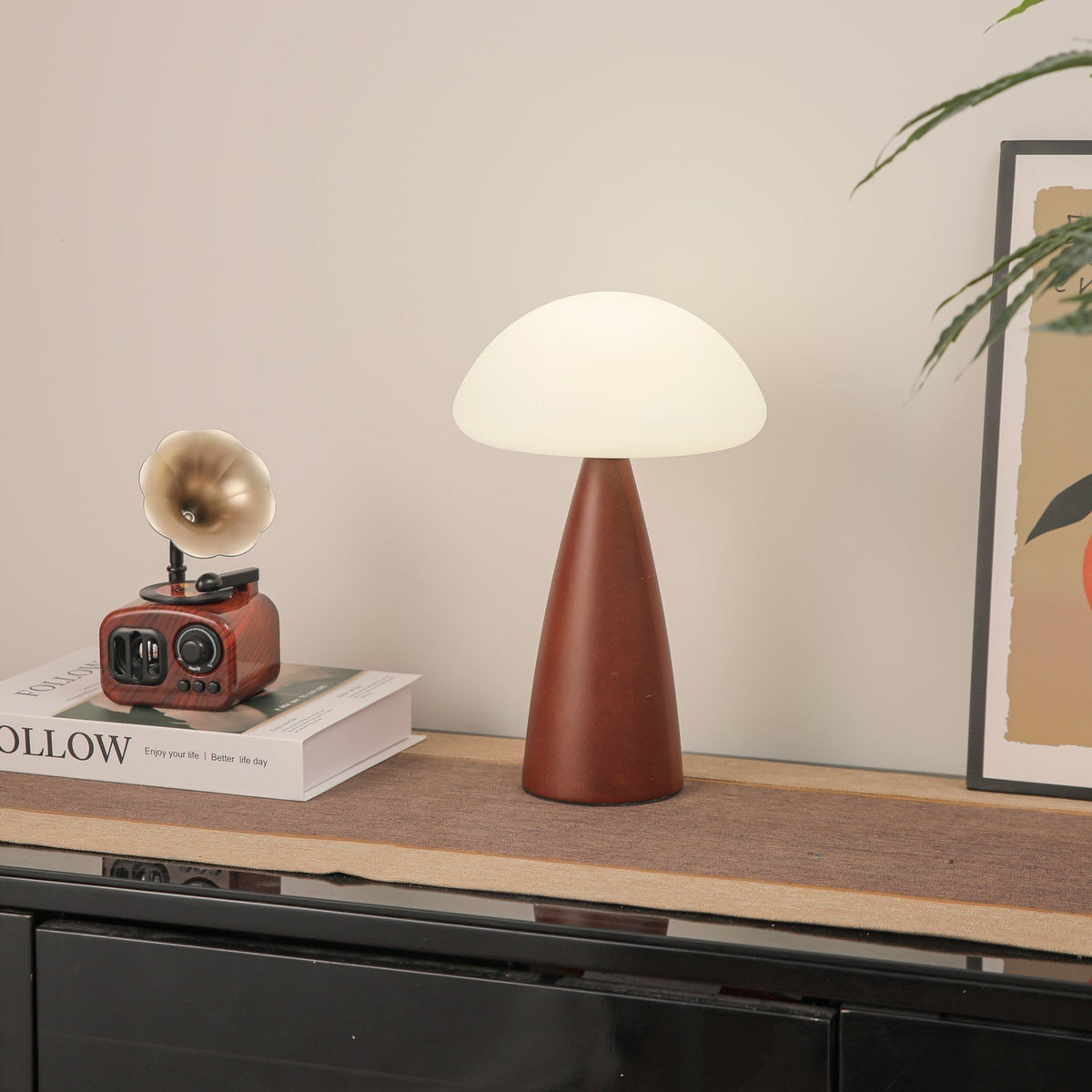 Ibisin Funge Wood Contemporary Table Lamp