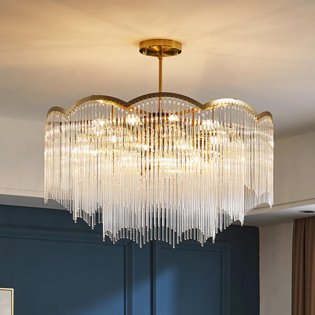 Liorivella Chandelier Glass Rod Wave Shape
