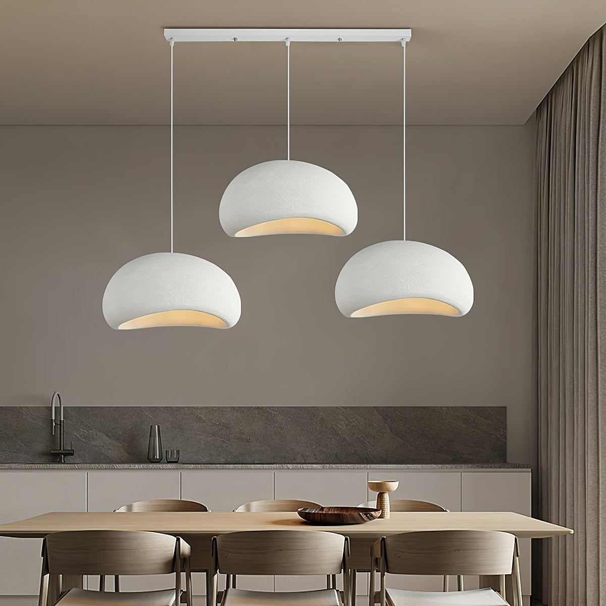 Ecor Pendant Lamp Plaster Half Dome Plug In Wabi Sabi