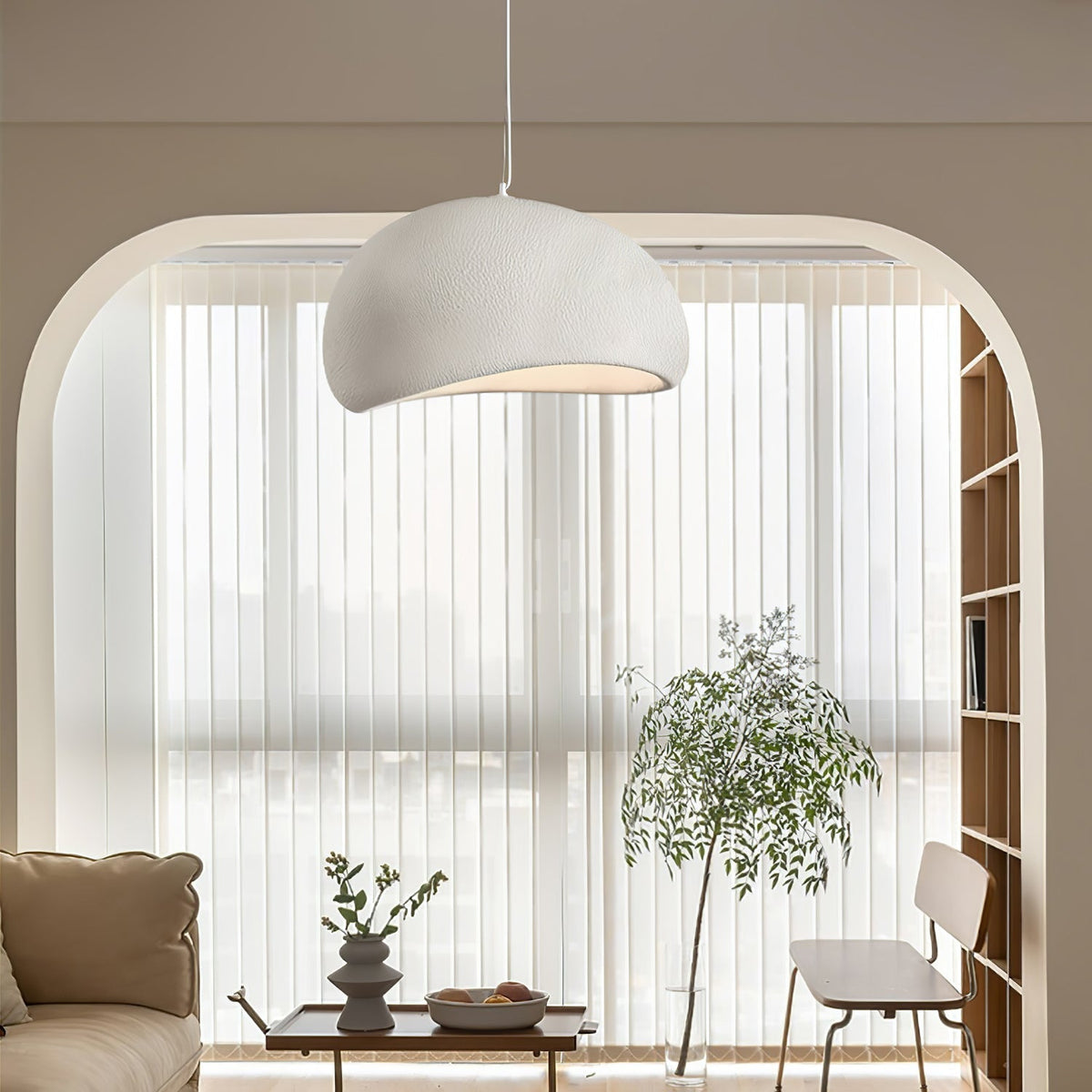 Ecor Pendant Lamp Plaster Half Dome Plug In Wabi Sabi