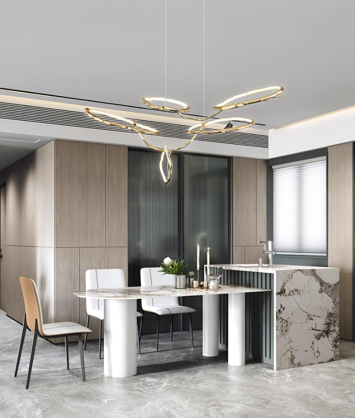 Aballs Cloud Rings Series Brass Chandelier
