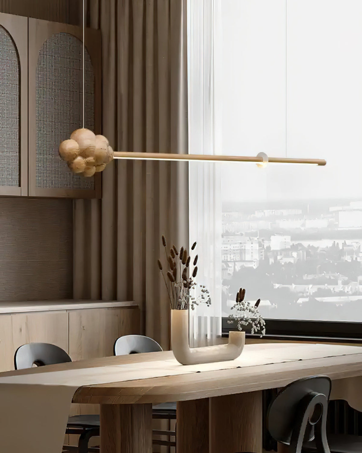 Sylisia Pendant Lamp Wood Stick Cloud Minimalist