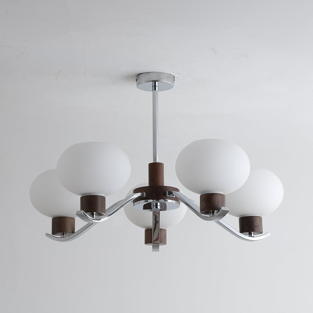 Elvinine Chandelier Chrome Walnut Elegant