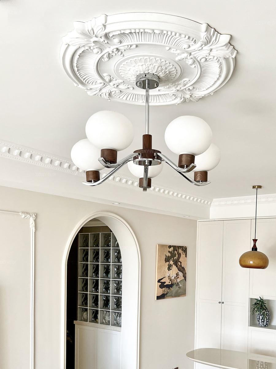 Elvinine Chandelier Chrome Walnut Elegant