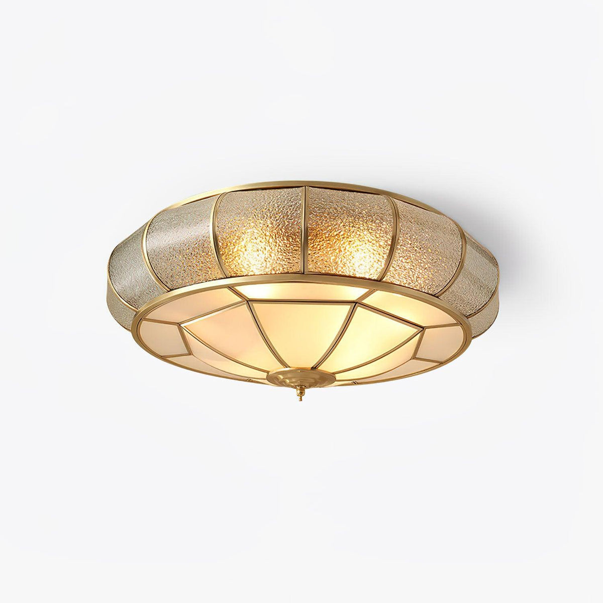 Deu Postmodern Luxury Drum Brass Glass Ceiling Light