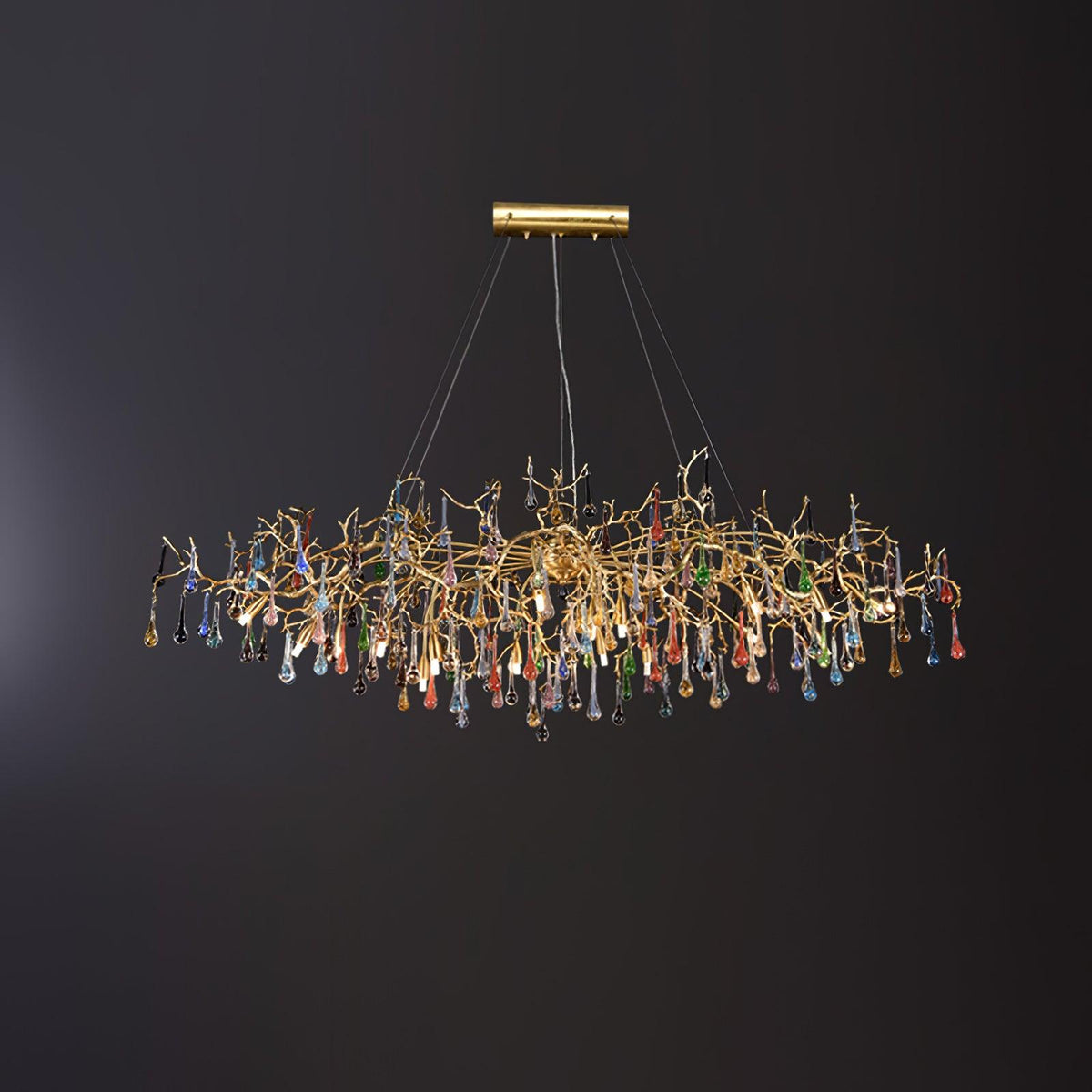 Brume Colorful Raindrop Brass Branch Chandelier
