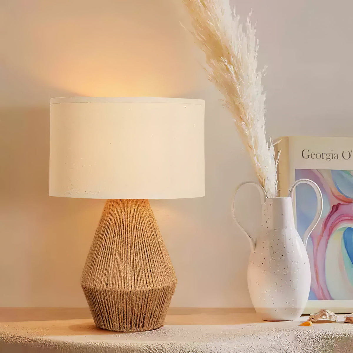 Obsidian Fabric Rustic Table Lamp