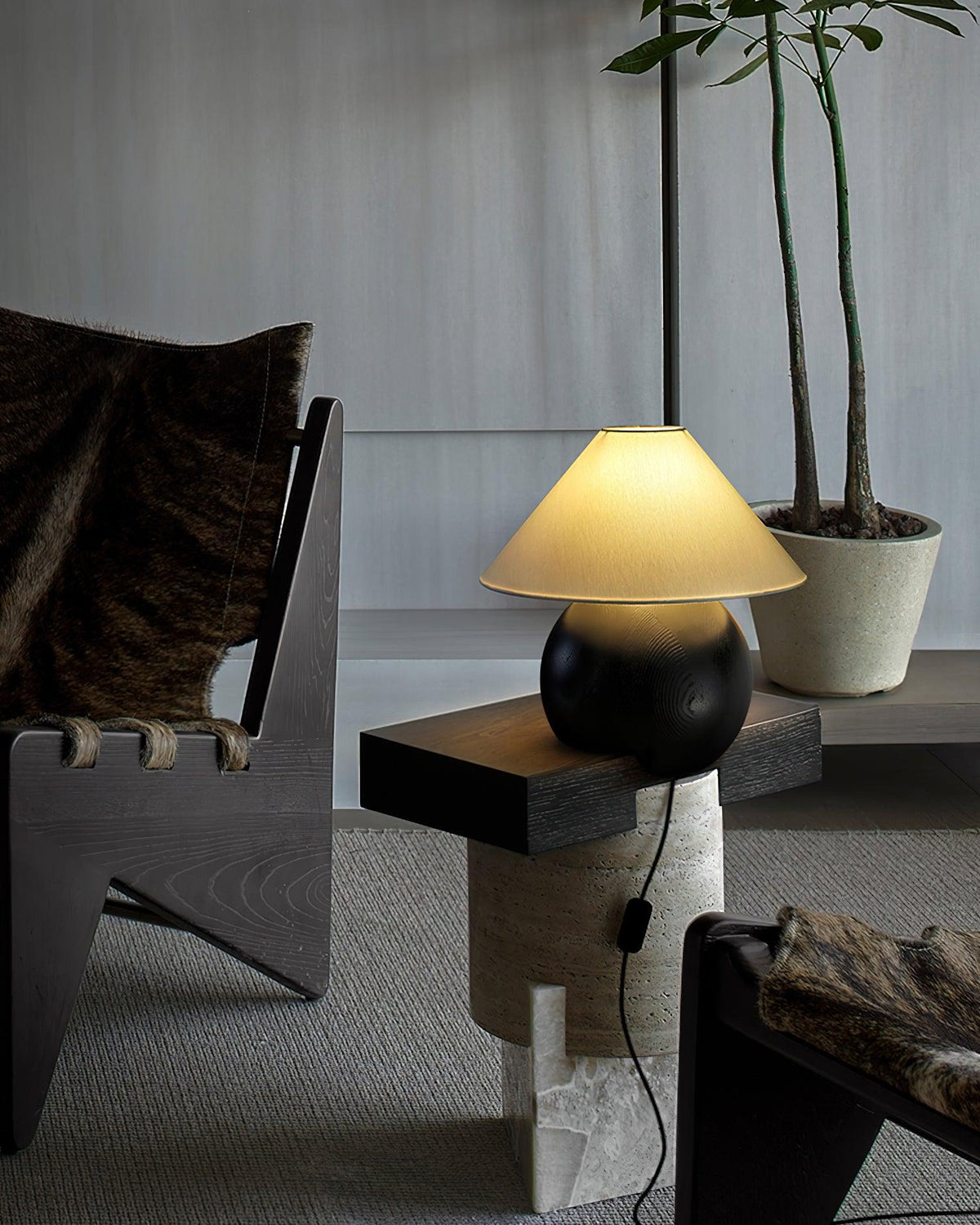 Halise Wood Organic Table Lamp
