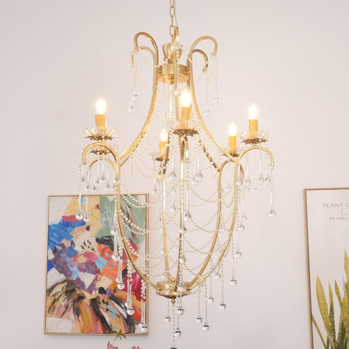 Eiriian Chandelier Birdcage Glass Drops