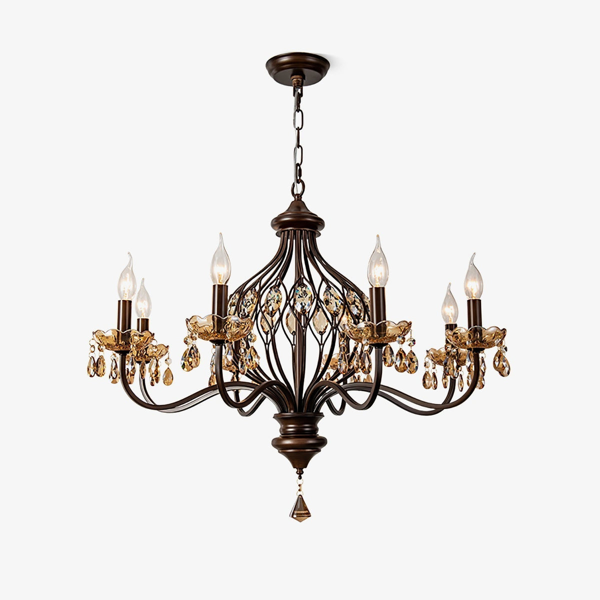 Enorel Vintage Bronze Crystal Chandelier