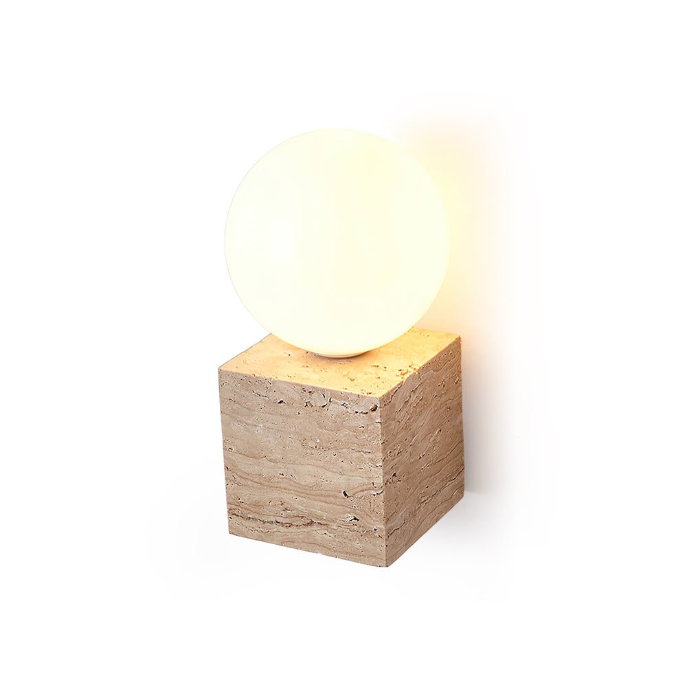 Eurlaean Cube-Base Travertine Wall Light