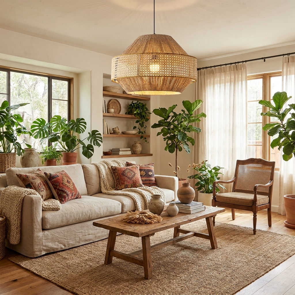 Avelmere Woven Rattan Pendant Lamp
