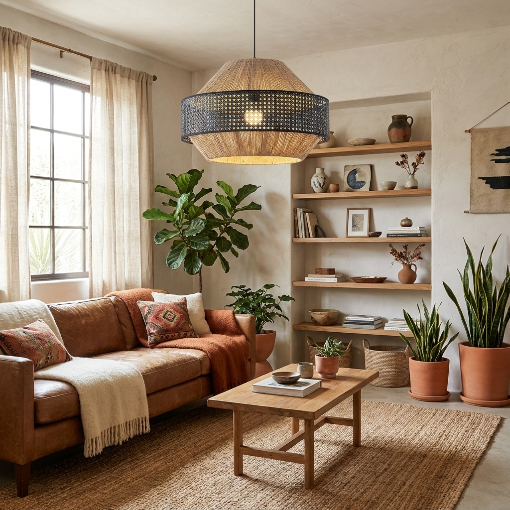 Avelmere Woven Rattan Pendant Lamp