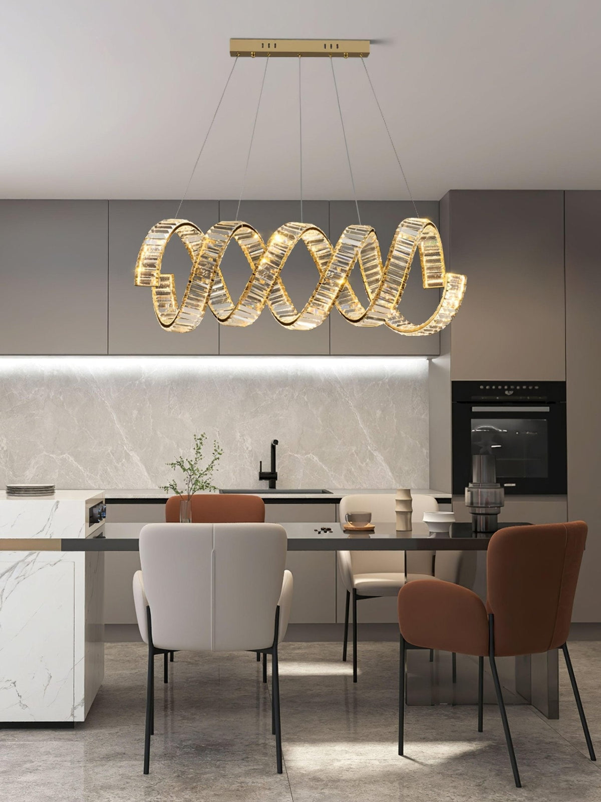 Luxielle Chandelier Curved LED Crystal Luxurious