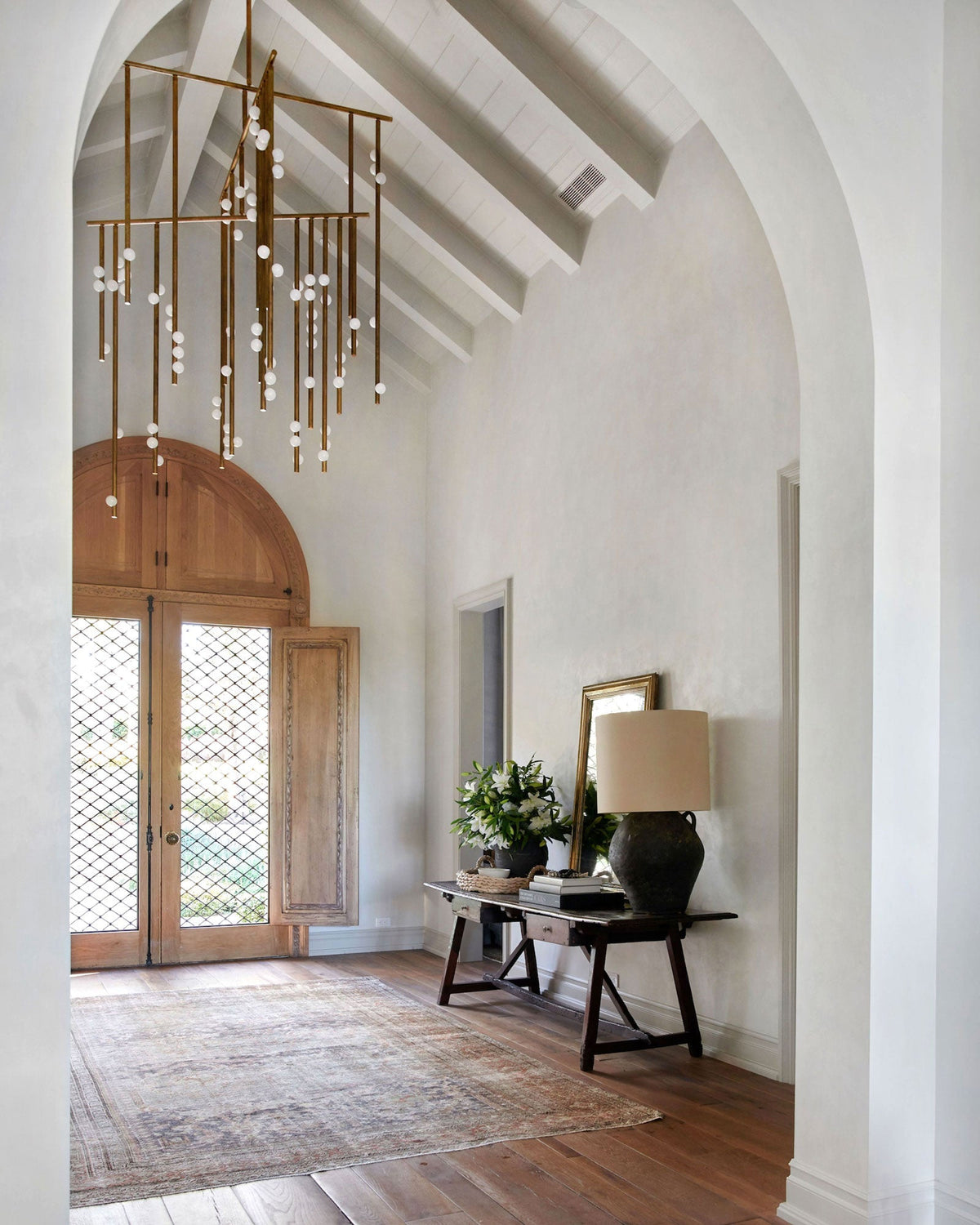 Yieli Brass Glass Drop Chandelier