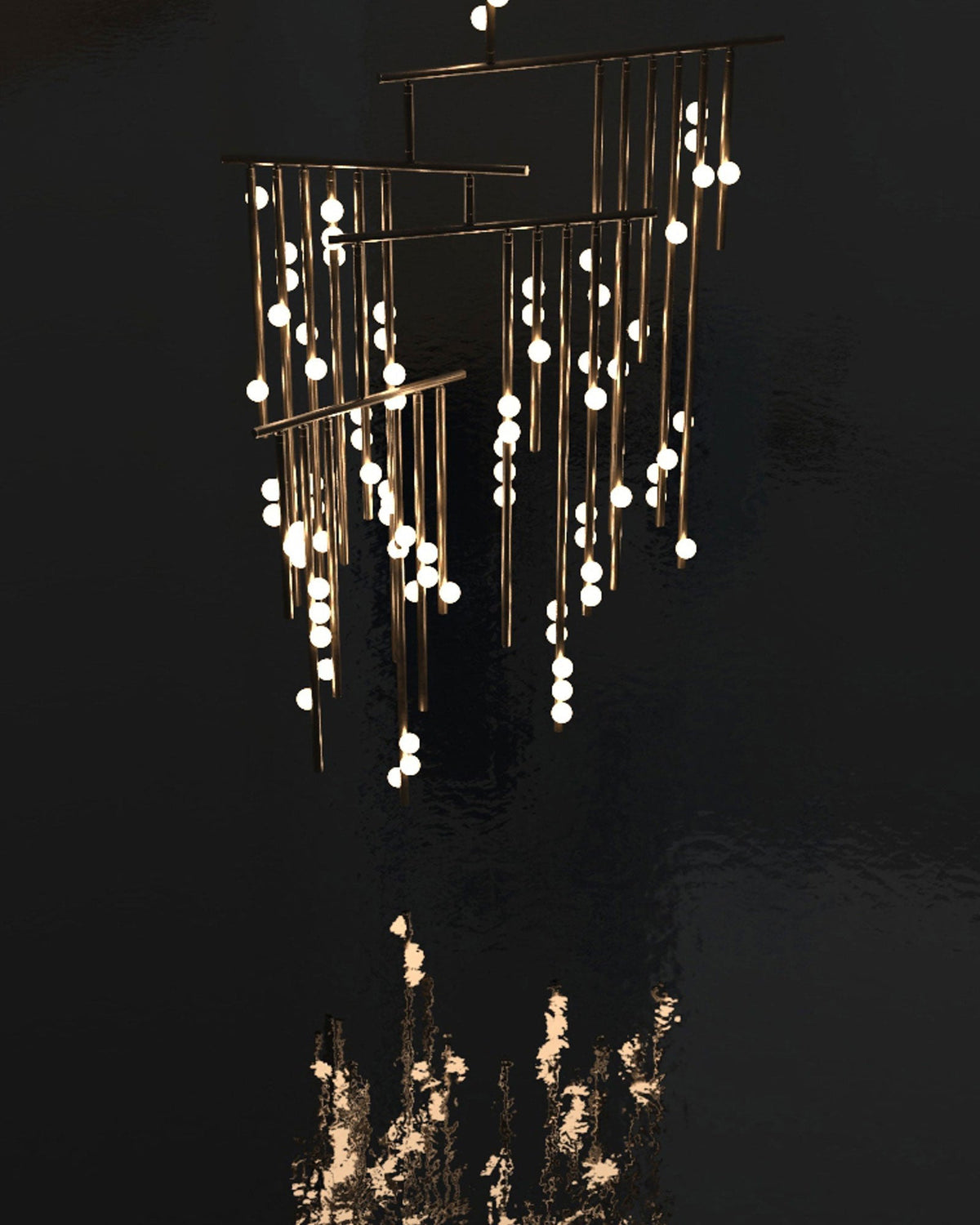 Yieli Brass Glass Drop Chandelier