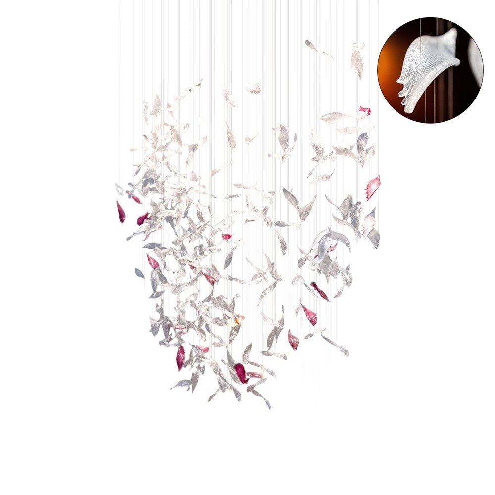 Zathaara Glass Feather Shape Chandelier