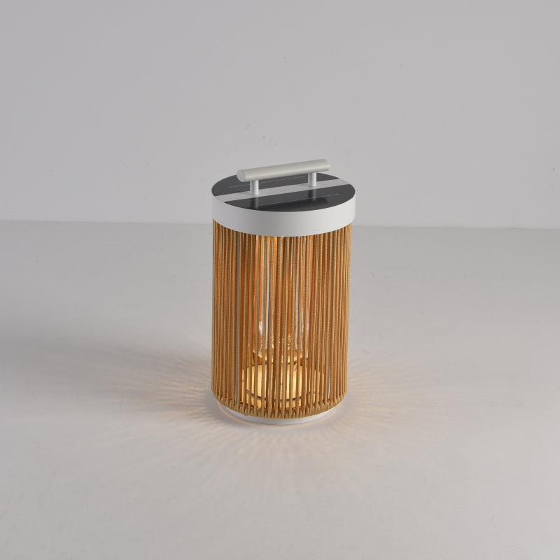 Ritta Retro Metal/Rattan Floor Lamp, Hardwired/Solar/LED, Outdoor - Lamp Outdoor