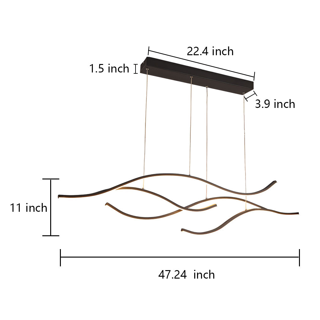 Wave Linear Hanging Branch Chandelier LED Island Ceiling Lights - Lamp Outdoor