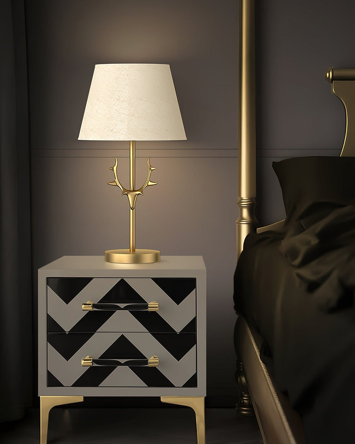 Antler Elegance Brass Table Lamp