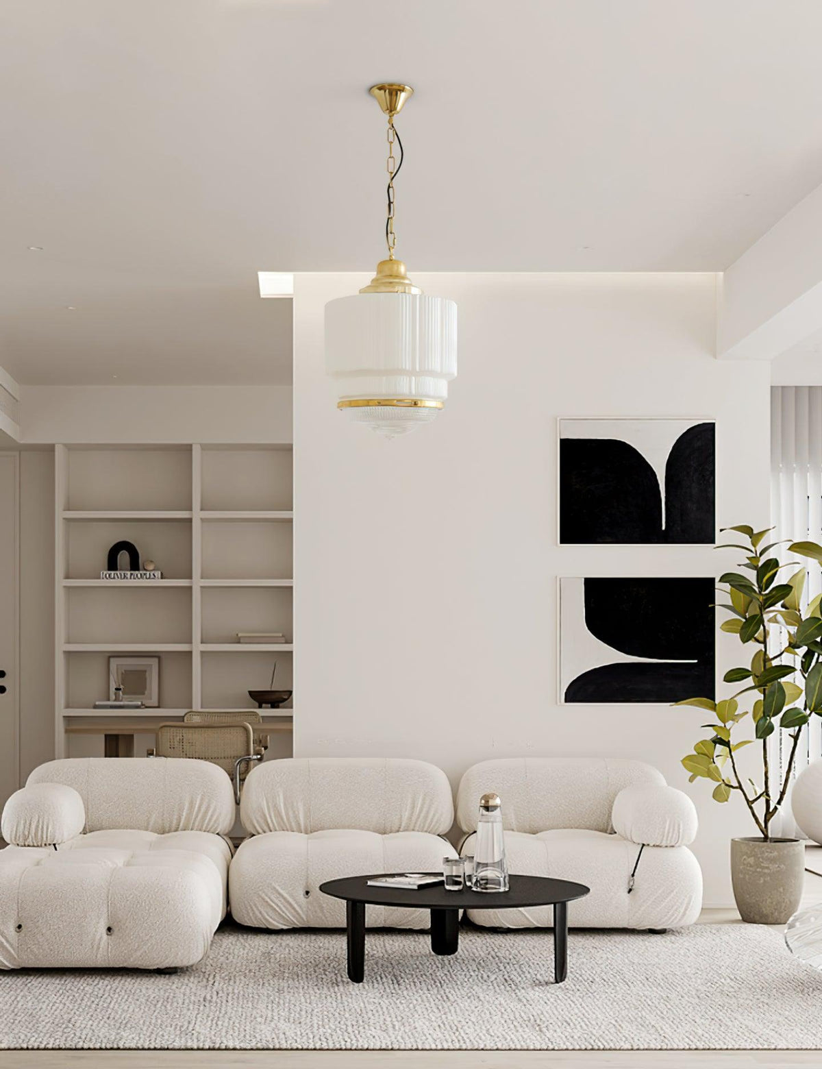 Celiina Pendant Light Brass Glass Ribbed
