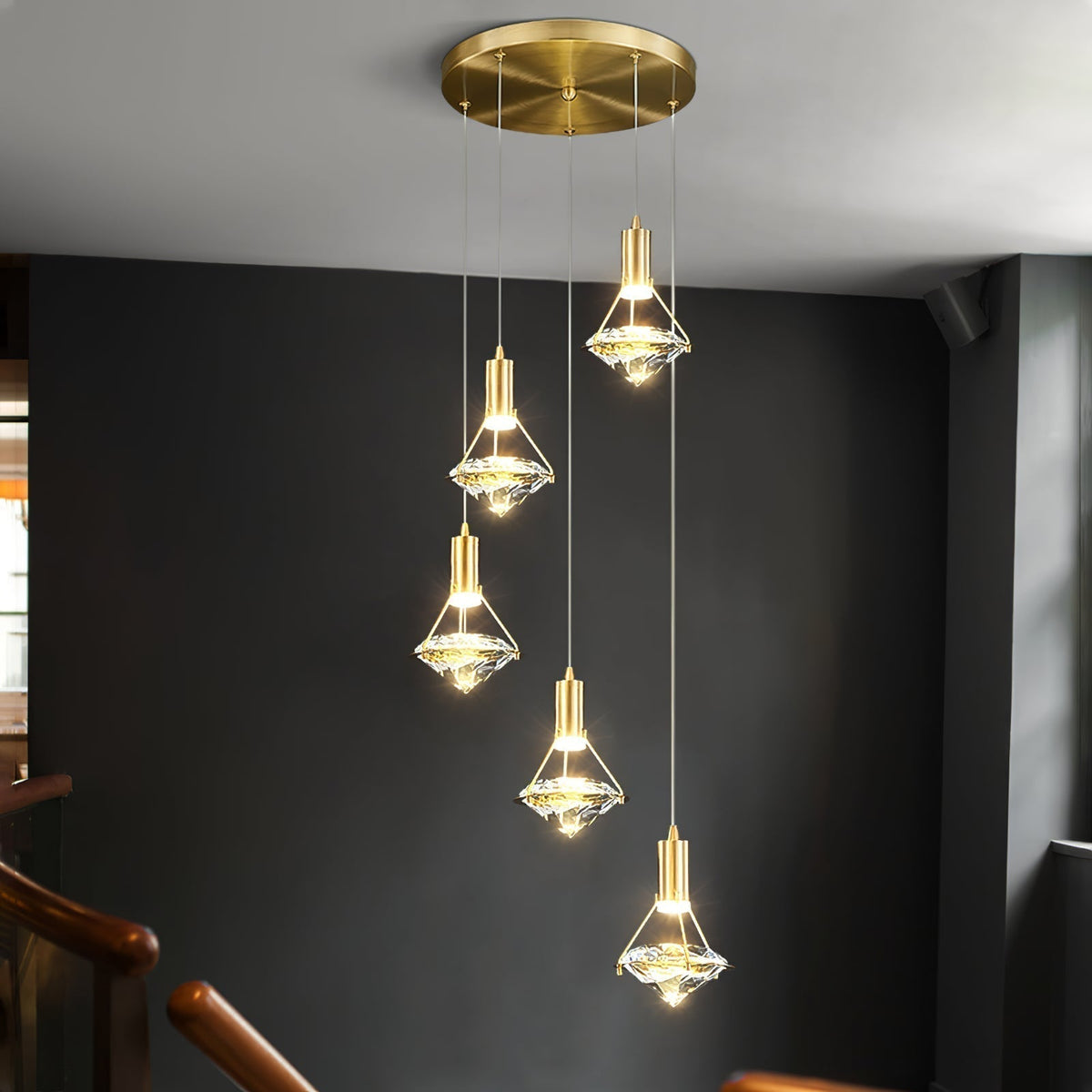 Cira Pendant Lamp Brass Crystal Elegant