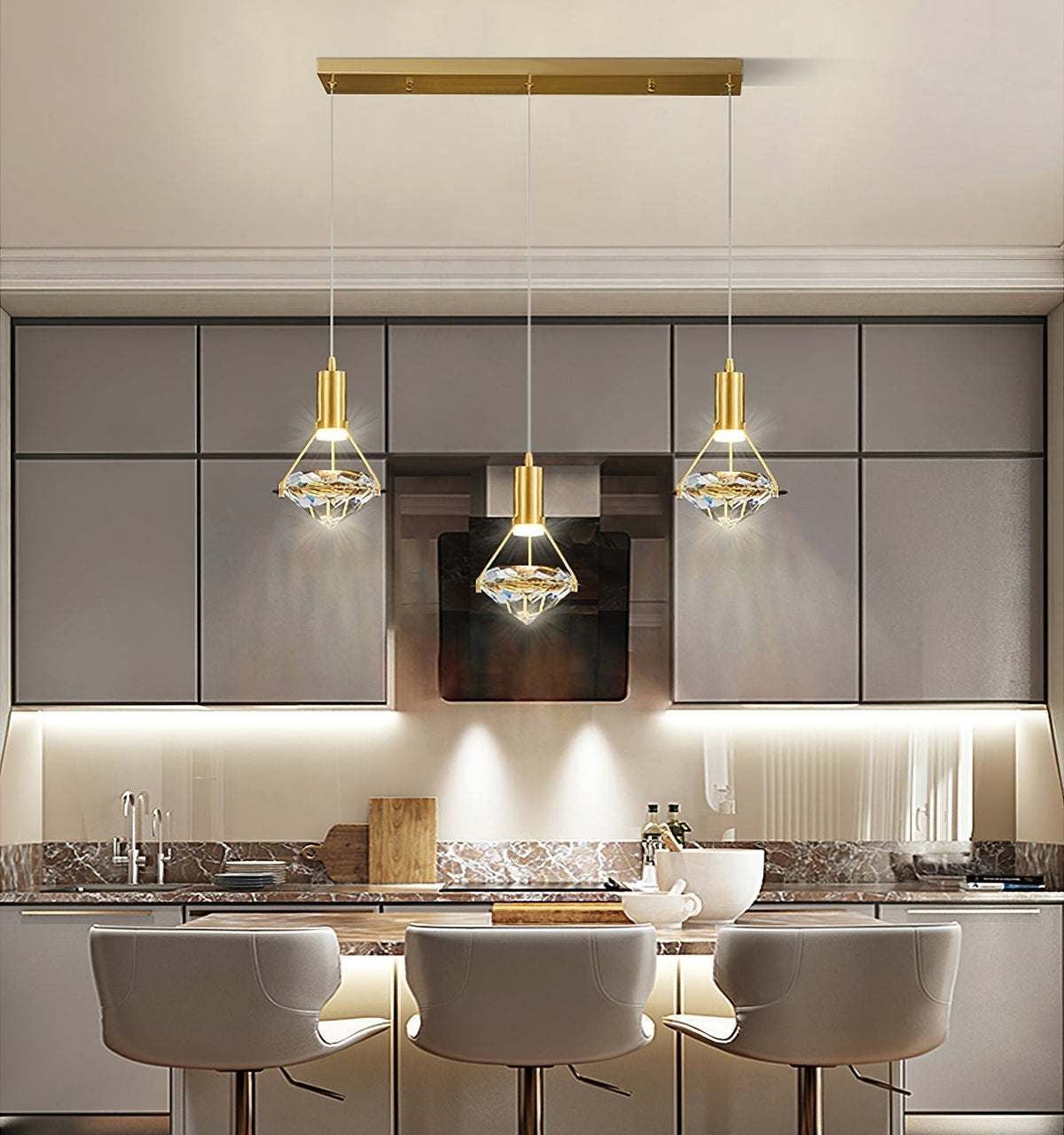 Cira Pendant Lamp Brass Crystal Elegant