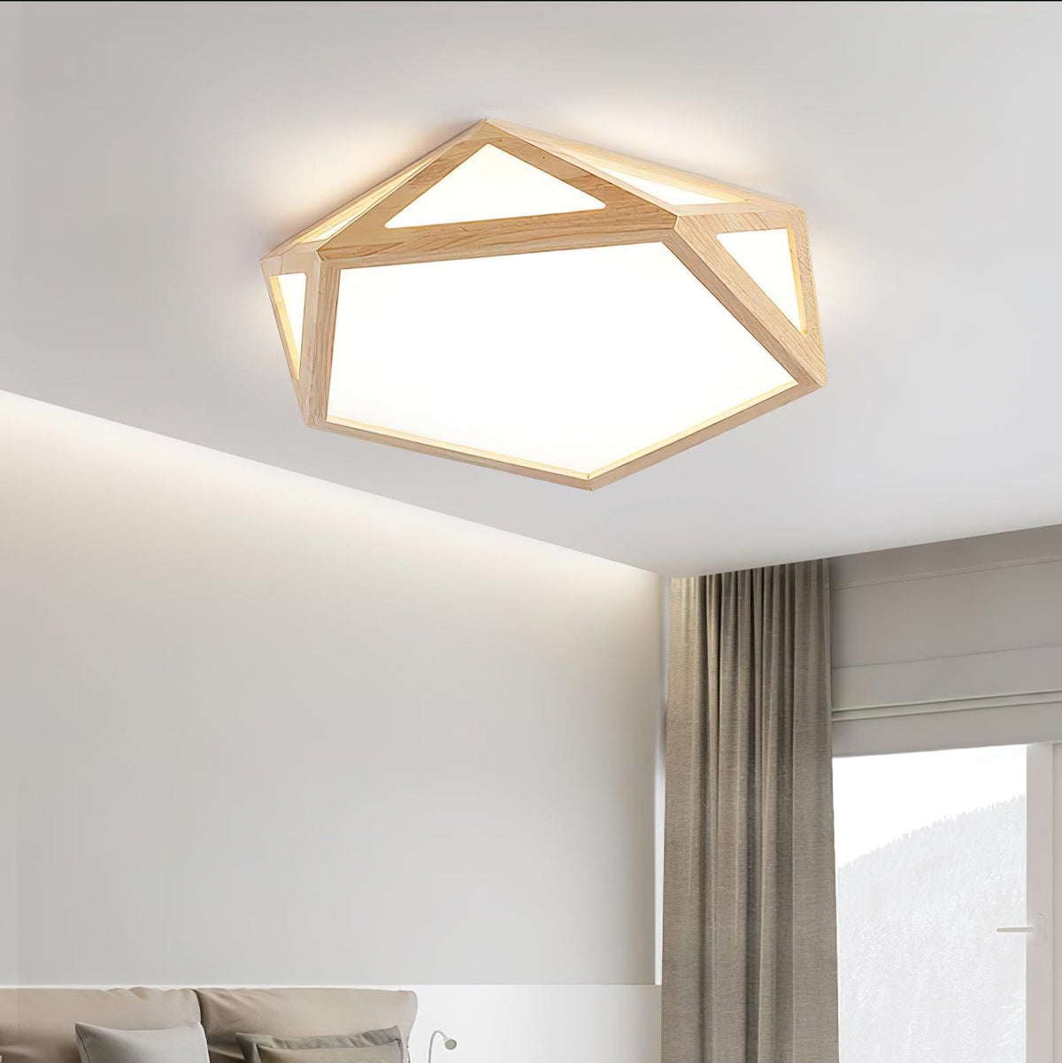 Syleneria Ceiling Lamp Wooden Diamond Geometric Modern