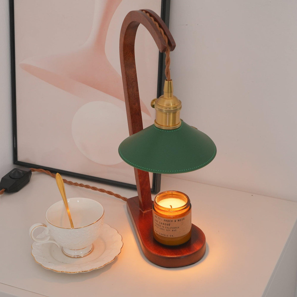 Elvuia Green Wood Table Lamp