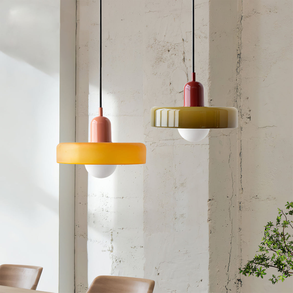 Jovial Minimalist Disc Orb Swag Glass Pendant Lights Plug-in