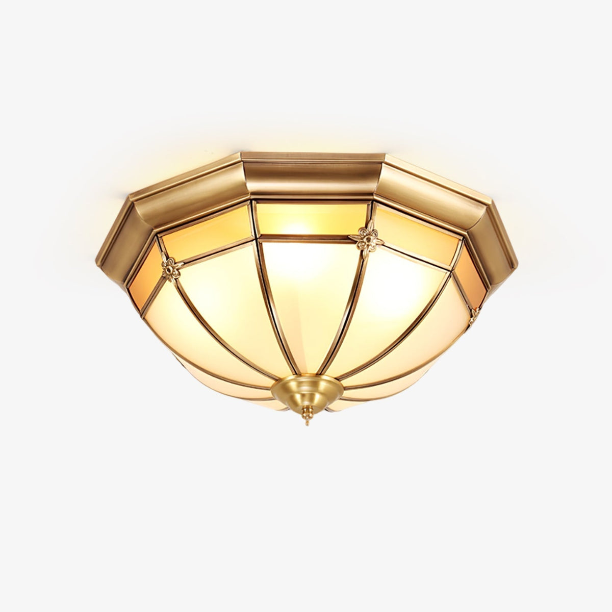 Vovynan Elegance Dome Brass Glass Flush Ceiling Lamp