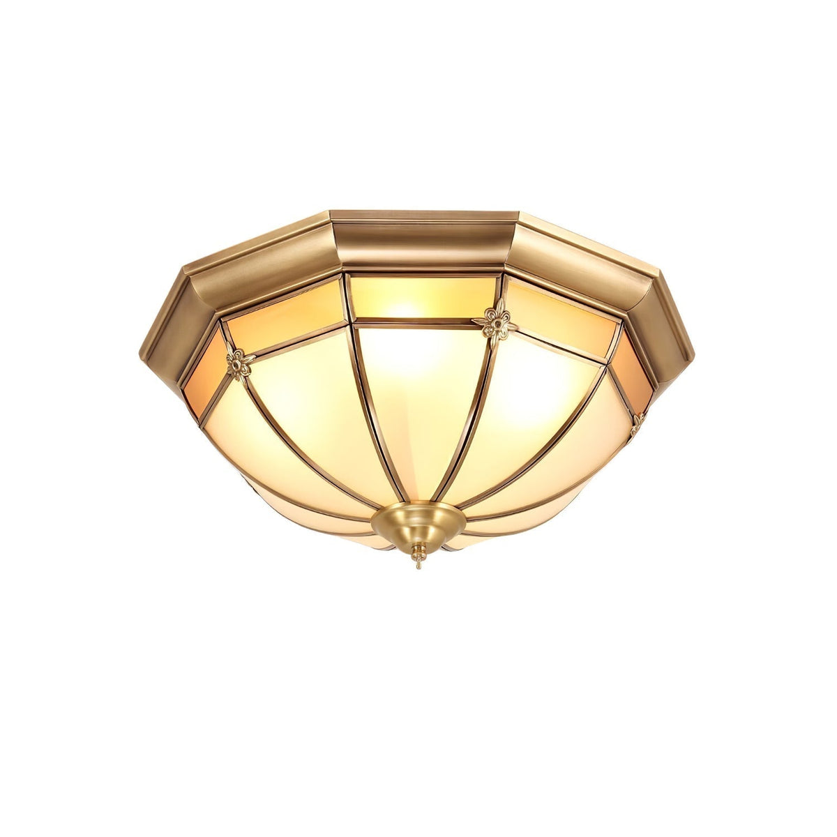 Vovynan Elegance Dome Brass Glass Flush Ceiling Lamp