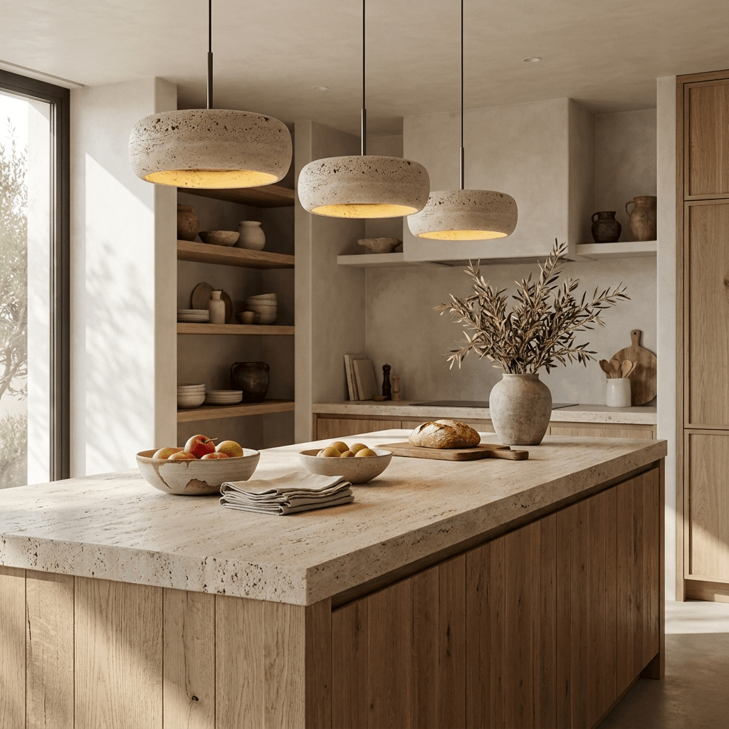 Inaela Donut Travertine Pendant Light