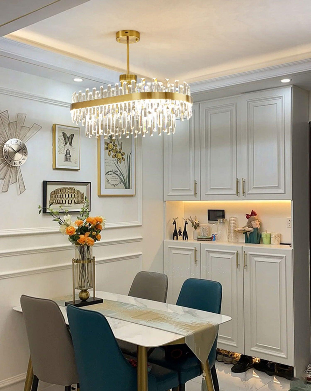 Elyeira Chandelier Brass Crystal Drum Elegant