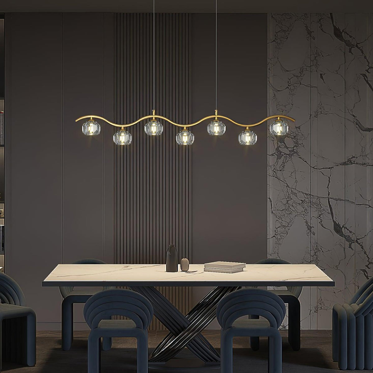 Luxenora Chandelier Copper and Crystal Geometrical